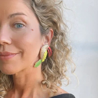Parrot Watermelon Earrings