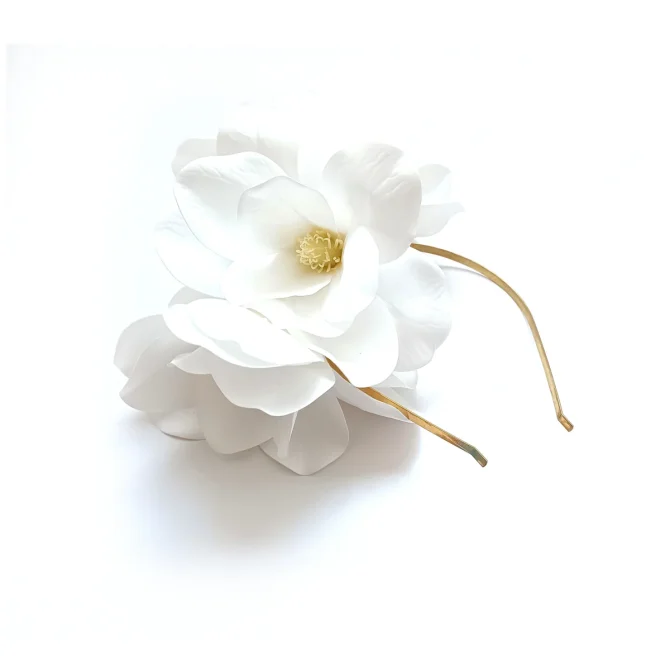 Head Piece 3 White Flowers
