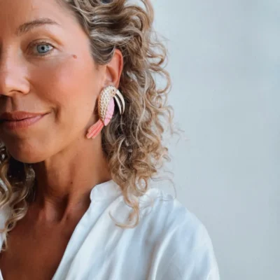 Pink Parrot Earrings