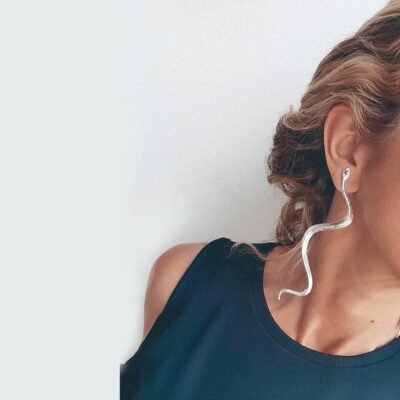 Snake Earrings in Silver
