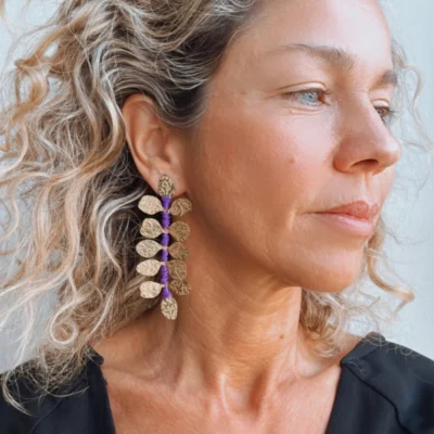 gold purple earrings