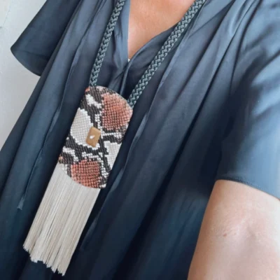 old rose silk snake necklaces