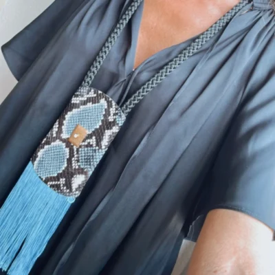 Blue silk snake necklaces