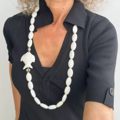 fish necklaces, black or white