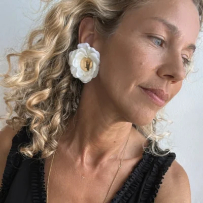 Petite Fleur White Earrings