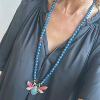 blue bug necklace
