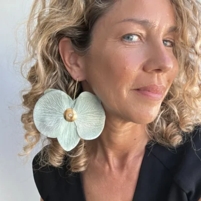 mint orchid earrings