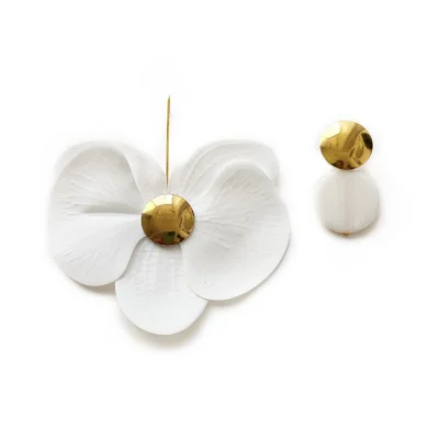 white orchid earrings