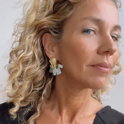 green scale earrings