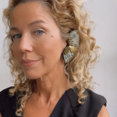 green scale earrings