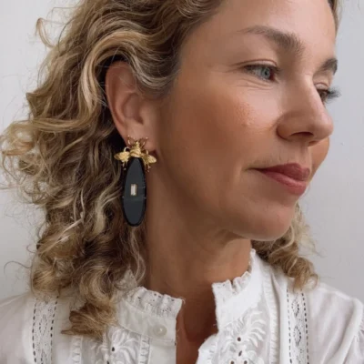 black bee earrings