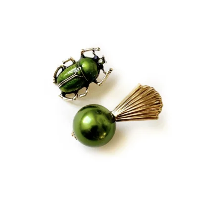 green bug earrings