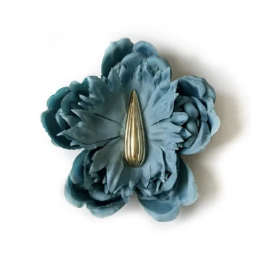 blue peony brooch