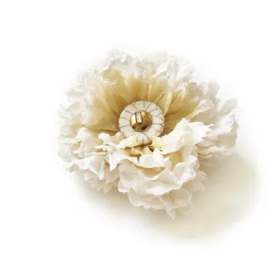 white peony brooch